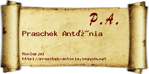 Praschek Antónia névjegykártya